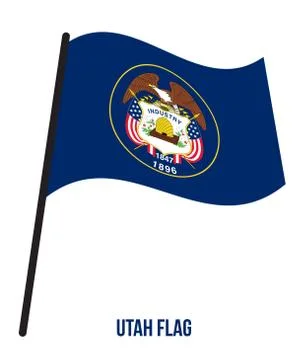 Utah (U.S. State) Flag Waving Vector Illustration on White Background Illustrazione stock