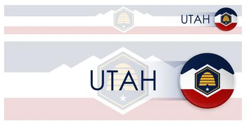 Utah US state horizontal web banner in modern neomorphism style. Webpage Ut.. イラスト素材