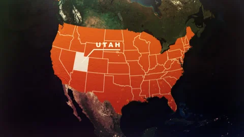 Utah US State Satellite Map Animation V1 Stock Footage 304113406