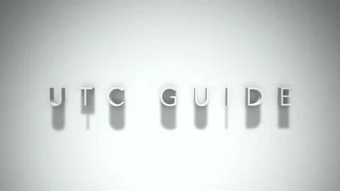 Utc guide 3D title animation with shadows on a white background Stock Footage 297384053