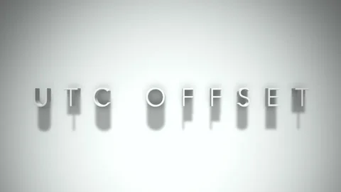 Utc offset 3D title animation with shadows on a white background Stock Footage 297085457
