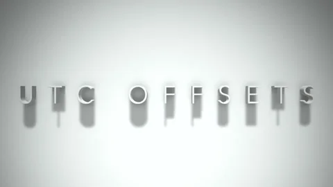 UTC OFFSETS 3D title animation with shadows on a white background Stock Footage 296810091