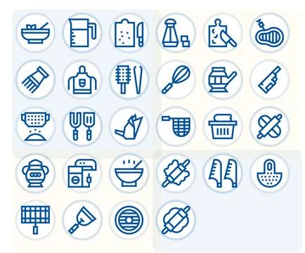 Utensil Exclusive Vector Set featuring 28 Bold Line Editable Retina Ready Ico Stock Illustration