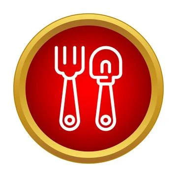 Utensil icon displaying a fork and a spoon Stock Illustration