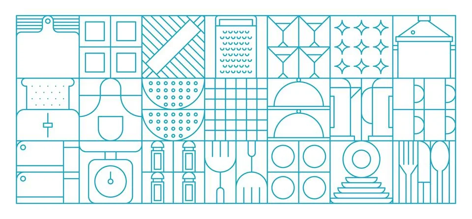 Utensil kitchenware abstract geometric pattern 库存插图