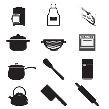 Utensil, kitchenware icon set 스톡 일러스트