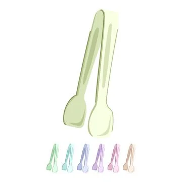 Utensil sugar cube tongs vector cartoon graphic Stock Illustration