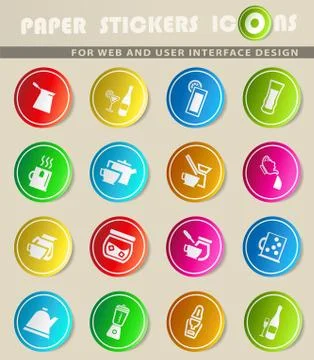 Utensils for beverages icon set Stock Illustration