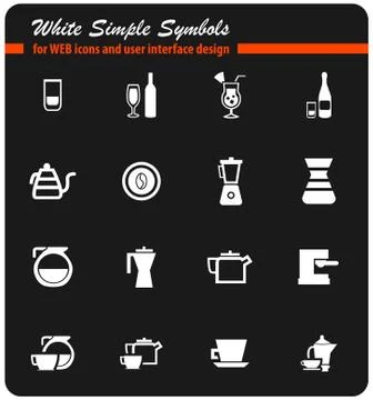 Utensils for beverages icon set Stock Illustration