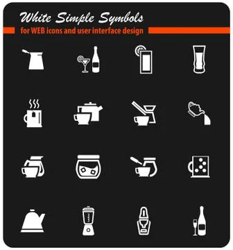 Utensils for beverages icon set Stock Illustration