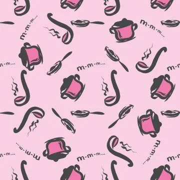 Utensils colorful doodle seamless pattern Illustrazione stock