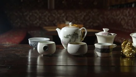 Utensils for the tea ceremony Stock Footage 74450280