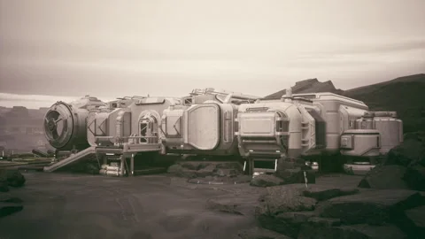Utilitarian modular space platform with antennas and groundwork tools Video stock 331396810