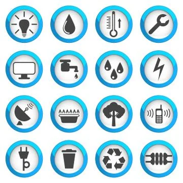 Utilities icons set Stock Illustration