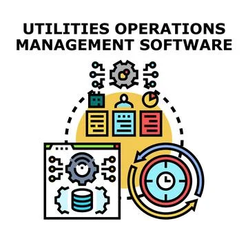 Utilities operations management software managing business processes Stock Illustration