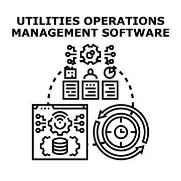 Utilities operations management software managing business processes Stock Illustration