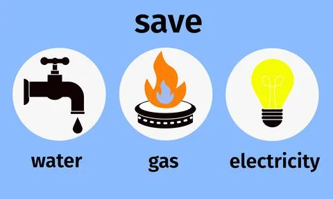 Utilities, save natural resources. Vector set イラスト素材
