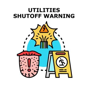 Utilities shutoff warning concept line illustration Stock Illustration