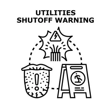 Utilities shutoff warning concept line illustration Stock Illustration