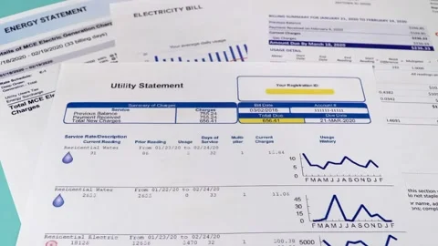 Utility bill payments Stock Footage 144020987