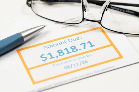 Utility Bill Showing Amount Due with Pen Foto stock
