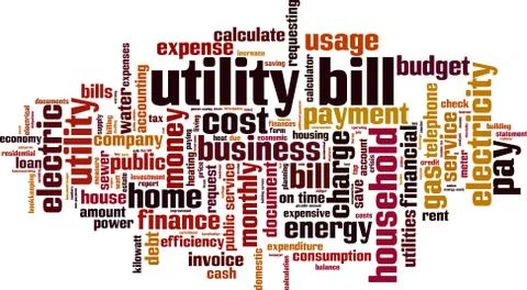 Utility bill word cloud Stock Illustration