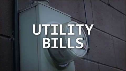 Utility Bills Concept peace - Typography over Generic Gas Meter Stock Footage 78045218