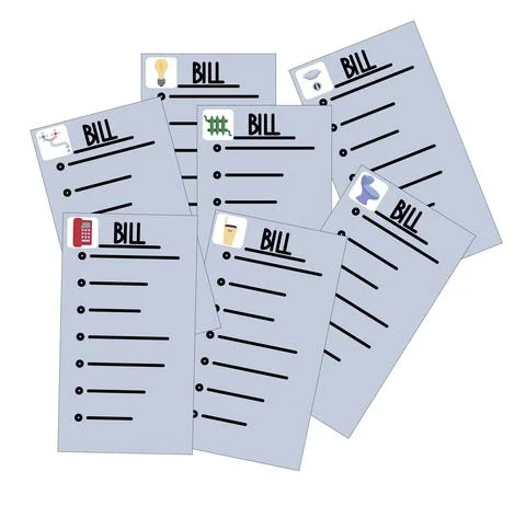 Utility bills. Monthly fee. Ilustração Stock