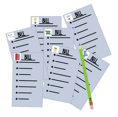 Utility bills. Monthly fee. Ilustração Stock
