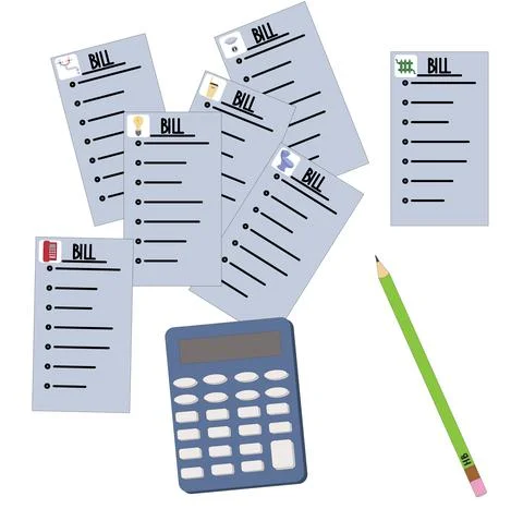 Utility bills. Monthly fee. Stock Illustration