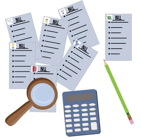 Utility bills. Monthly fee. Stock Illustration