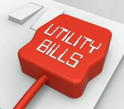 Utility Bills Plug Shows Electric Invoices 3d Rendering Stock Illustration