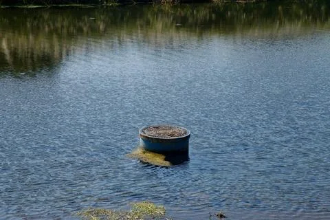 Utility Cover in Calm River Stock Photos