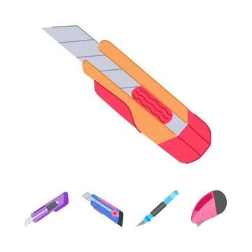 Utility cutter knife collection for various purposes Stock Illustration