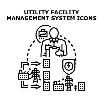 Utility facility management system concept icons Stock Illustration