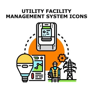 Utility facility management system concept icons Stock Illustration