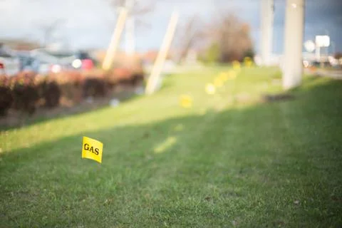 Utility gas line flag Stock Photos
