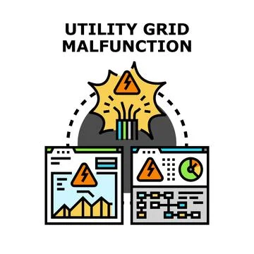 Utility grid malfunction causing power system failure Stock-Illustration