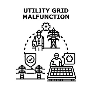 Utility grid malfunction concept resolving energy problems Stock Illustration