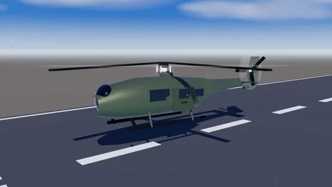 Utility helicopter hovering above an airbase apron Stock Footage 340877592