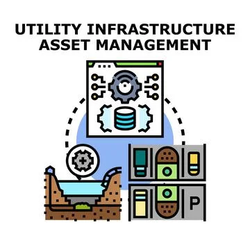 Utility infrastructure asset asset management digital concept Stock Illustration