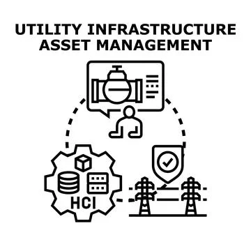 Utility infrastructure asset management and operations concept Illustrazione stock