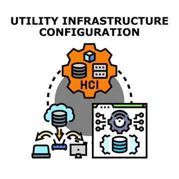 Utility infrastructure configuration for hyperconverged computing systems Stock Illustration