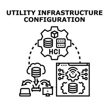 Utility infrastructure configuration for hyperconverged computing systems Illustrazione stock