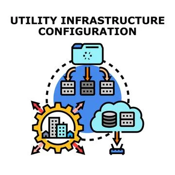 Utility infrastructure configuring and data managing concept Illustrazione stock