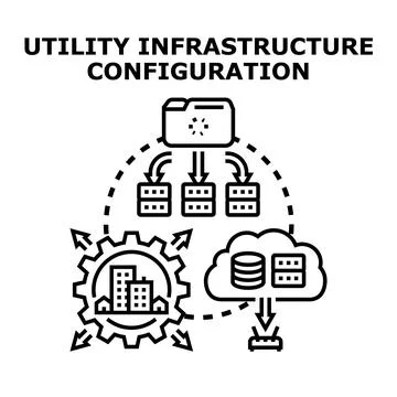 Utility infrastructure configuring and data managing concept 库存插图