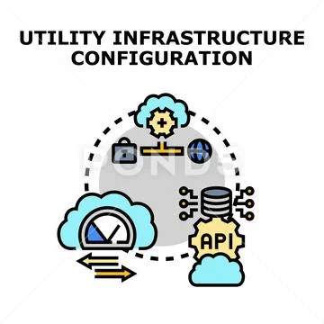 Utility infrastructure configuring cloud computing and data Иллюстрация