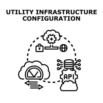 Utility infrastructure configuring cloud computing and data イラスト素材