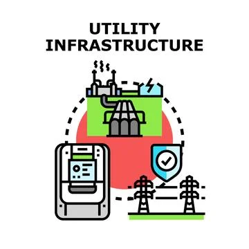Utility infrastructure engineering delivering energy to homes Stock-Illustration