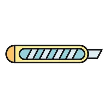 Utility knife box cutter cutting tool icon Stock Illustration